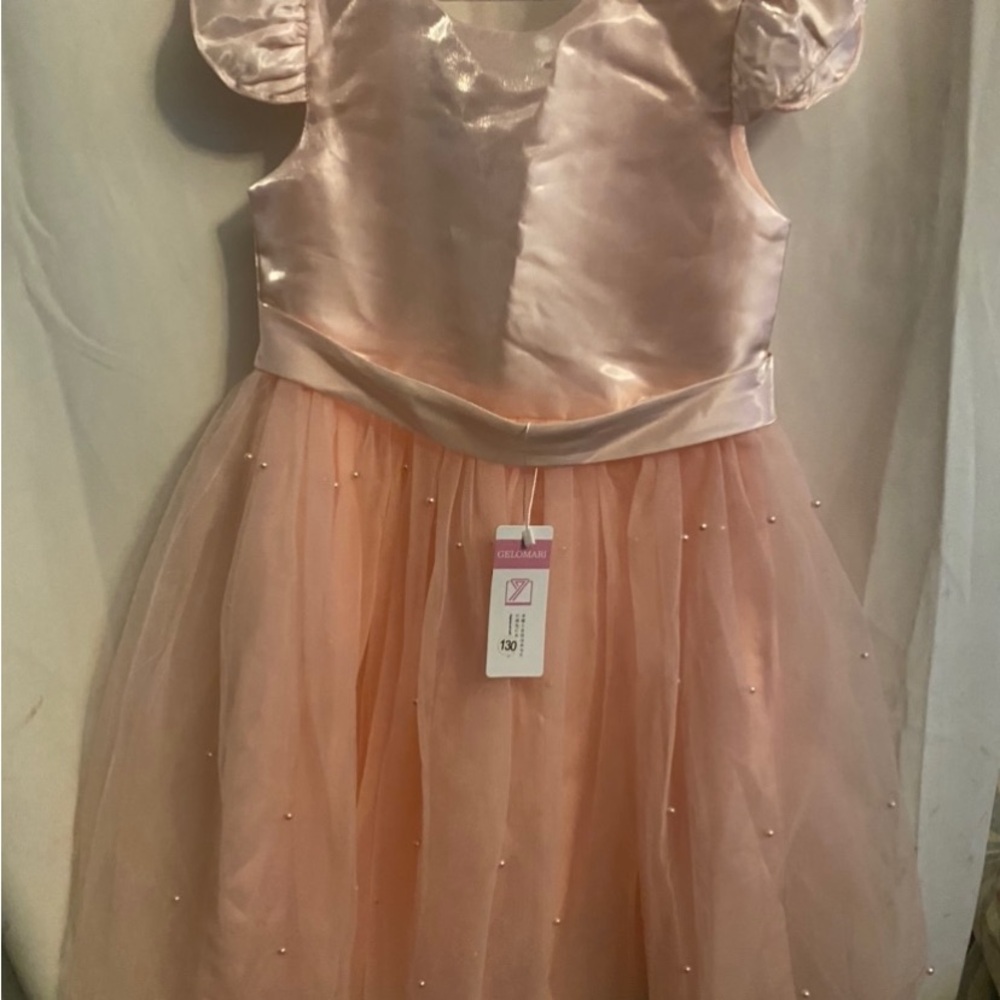 George Pink Satin and Tulle Formal Dress